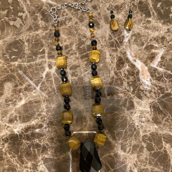 Necklace - Tiger’s eye necklace and matching earrings - Picture 3 of 4